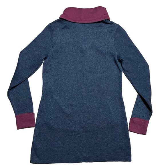 Cynthia Rowley Charcoal Gray & Burgundy Funnel Neck Sweater Tunic Sz S - Picture 2 of 14